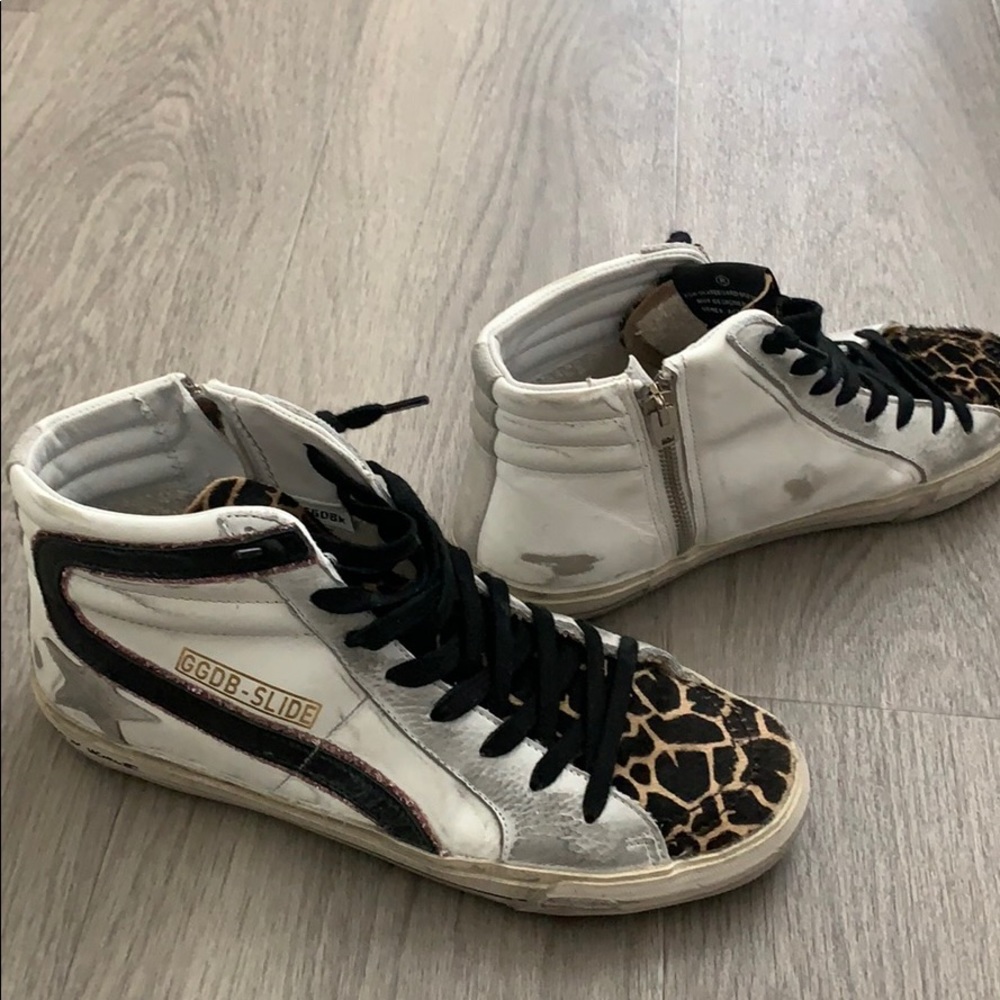 Golden Goose Slide sneakers leopard and glitter